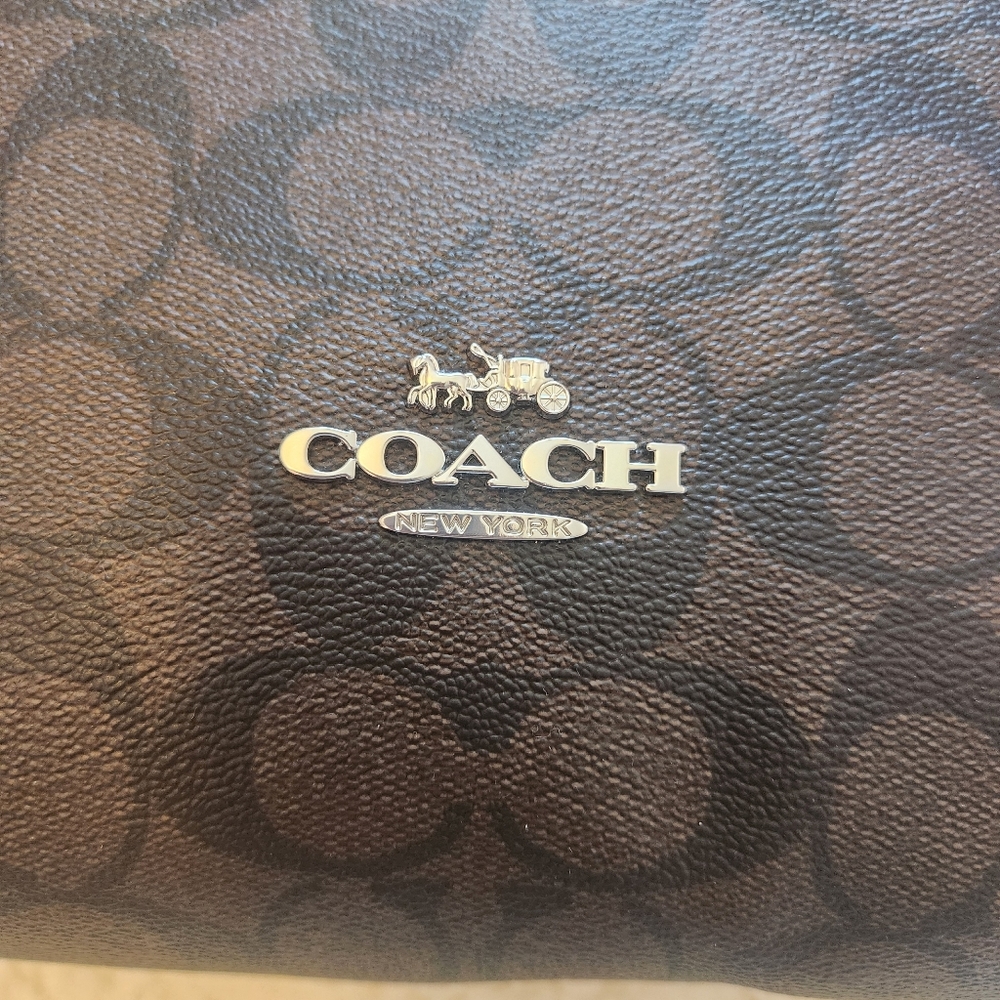 NWT Coach Kacey Satchel Signature Canvas Colorblock Brown Bright Violet - Picture 10 of 16